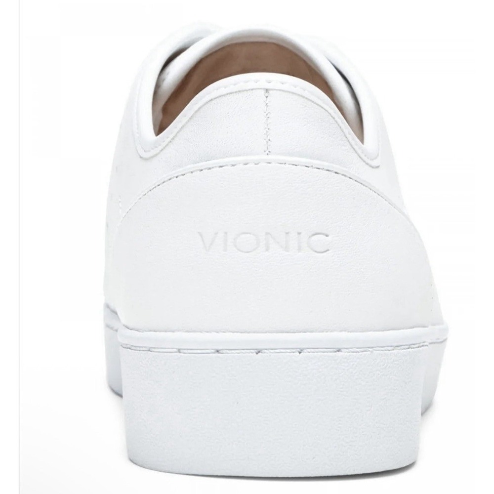 Vionic Sneaker Keke Womens 7 Wide White Leather Lace‎ Up Shoe New - Picture 3 of 6